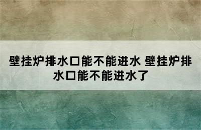 壁挂炉排水口能不能进水 壁挂炉排水口能不能进水了